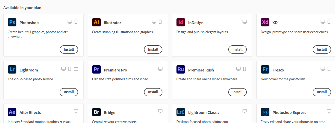 Screenshot of Adobe