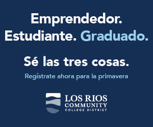 Digital ad for Los Rios that reads (in Spanish): Entrepreneur. Student. Graduate. Be all three.