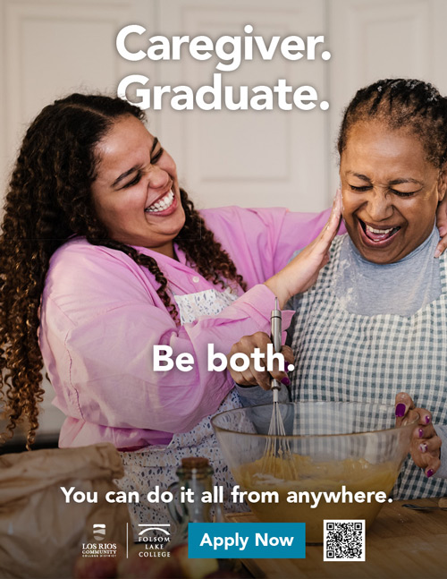 FLC ad that says, Caregiver, graduate. Be both.