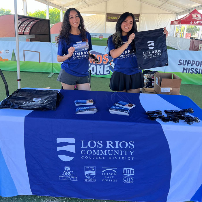 Los Rios representatives tabling at a Sacramento Republic FC soccer game